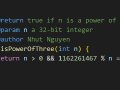 C++ Solution to Coding Challenge 326. Power of Three