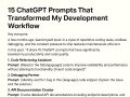 15 ChatGPT Prompts That Transformed My Development Workflow