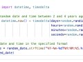 Write a python program which could generate a random data between 2 to 4 years ago and format the date and time in this format 2021–09–02T01:43:45.831